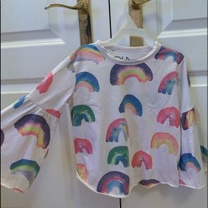 Chaser rainbow light sweatshirt. Sleeves flare out. Size 5. Never worn.